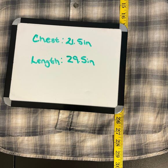 NWT Magaschoni Button Down Size M Neutral Gray Short Sleeve Plaid - Picture 9 of 9